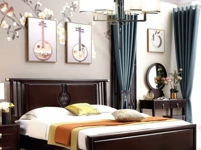 新中式实木床1.8米双人床1.5米古典主卧室现代简约家具工厂直销