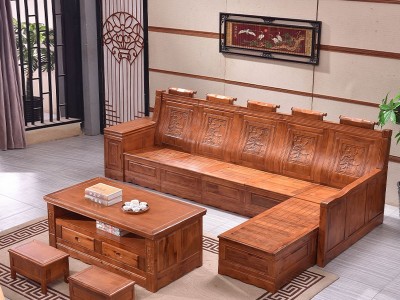 供应中式香樟木沙发组合客厅家具仿古储物沙发木转角贵妃沙发图2
