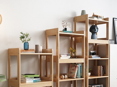 工厂店一件代发实木书架组合创意落地置物架学生家用北欧小书柜