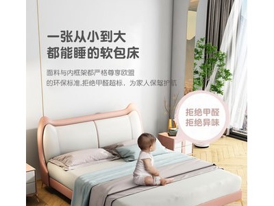 儿童皮床真皮床轻奢简约现代网红儿童床女孩单人床图2