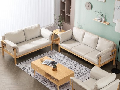 北欧日式布艺实木沙发小户型原木沙发懒人客厅现代简约木质双三人