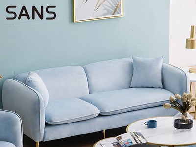 北欧轻奢丝绒布现代简易沙发小户型客厅出租房两人双人三人小沙发