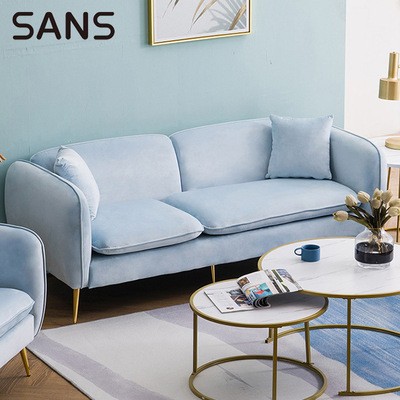 北欧轻奢丝绒布现代简易沙发小户型客厅出租房两人双人三人小沙发