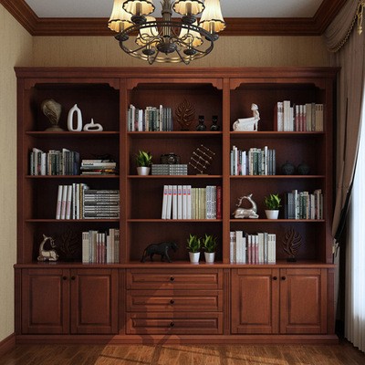 广州实木书柜定制厂家 家装定制书柜 简约现代整体书柜定制