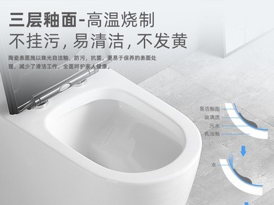 广东曼高卫浴 智洁釉大管道家用普通马桶坐便器 虹吸静音座便马桶图2