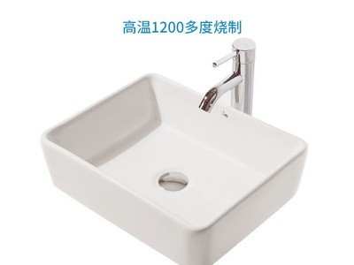 方形薄边高温烧制洗脸盆佛山厂家批发陶瓷洗手盆浴柜台上洗漱盆图3