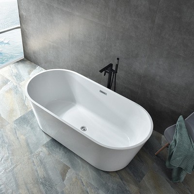 亚克力有机玻璃纤维简约无缝浴缸酒店专用独立式薄边白色浴缸浴盆