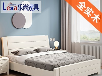 实木床1.5米现代简约白色图2