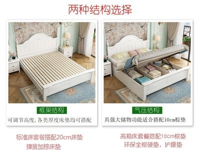 韩式田园实木儿童床1.35m地中海白色单双人床1.5米现代简约1.8米图3