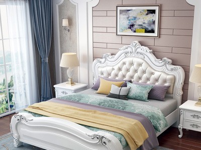 欧式床实木床1.8米双人床现代简约主卧婚床1.5米公主床白色储物床
