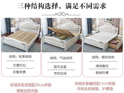 欧式床实木床1.8米双人床现代简约主卧婚床1.5米公主床白色储物床图4