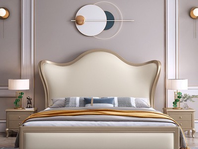 美式轻奢实木床1.8m软包双人床现代简约1.5卧室储物高箱公主婚床