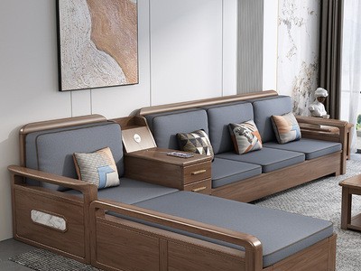德式实木沙发组合客厅家具小户型现代简约冬夏两用储物胡桃木沙发
