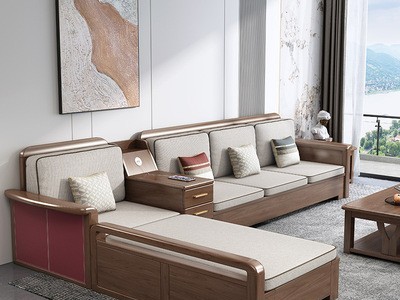 德式全实木沙发组合客厅小户型简约现代高箱储物木质沙发家具套装