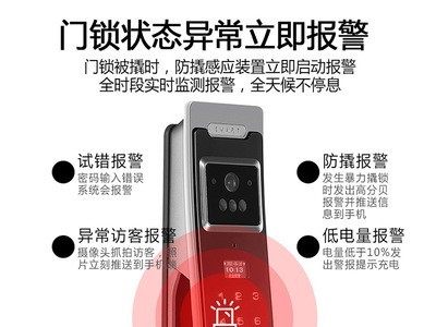 3D人脸识别指纹锁视频远程监控密码锁家用防盗门智能锁图3