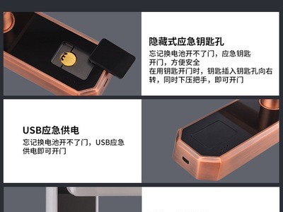 浩宇兴房间门指纹密码锁防盗门出租房公寓智能门锁IC卡双舌单舌锁图2