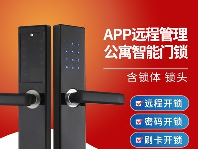 APP远程管理公寓智能门锁 家用防盗门密码锁酒店刷卡锁通通锁厂家