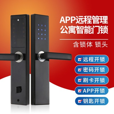 APP远程管理公寓智能门锁 家用防盗门密码锁酒店刷卡锁通通锁厂家