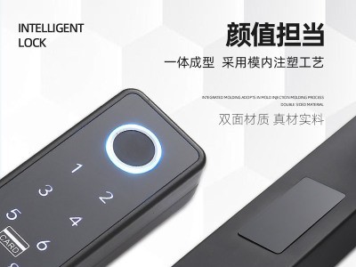 外贸断桥铝涂鸦智能门锁公寓指纹密码锁wifi远程窄边门指纹锁厂家图4