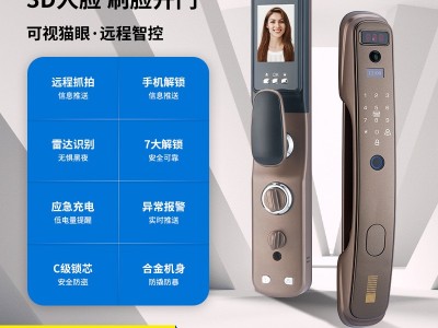 3D人脸智能锁全自动智能锁可视猫眼指纹锁防盗门锁密码锁电子锁图3