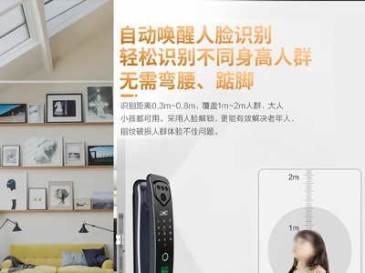 3D人脸识别指纹锁 智能猫眼全自动电子智能门锁 家用防盗门智能锁图2