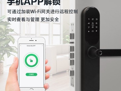2021现代简约一握开指纹锁WIFI远程开锁公寓酒店安全智能锁批发图2
