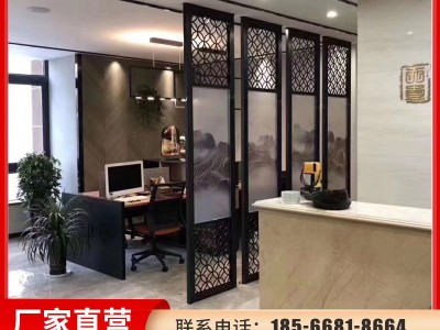 新中式不锈钢屏风隔断客厅进门玄关酒店大堂办公室镂空园林大座屏图4