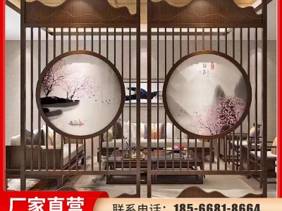 新中式隔断墙山水画假山铝雕不锈钢屏风酒店金属装饰背景墙隔断图5