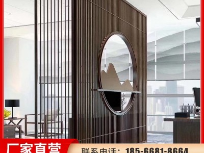 不锈钢山水画屏风中式隔断满焊拼接居家屏风隔断客厅玄关金属隔断图2
