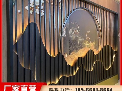 不锈钢山水画屏风中式隔断满焊拼接居家屏风隔断客厅玄关金属隔断图4