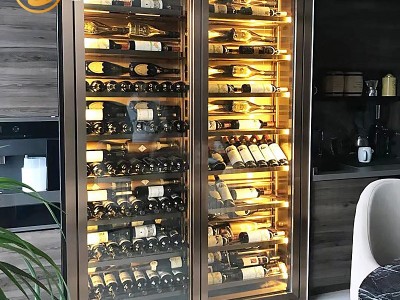 不锈钢酒柜会所定制恒温酒柜 餐厅别墅定制展示屏风酒柜图3