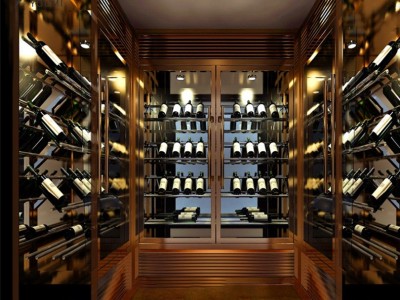 不锈钢酒架红酒展示架定制简约现代金属酒架恒温双门酒柜厂家定制图4
