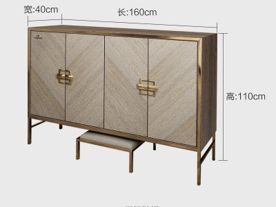 意式轻奢玄关柜客厅艺术实木餐边柜门厅大容量鞋柜复古做旧玄关柜图5