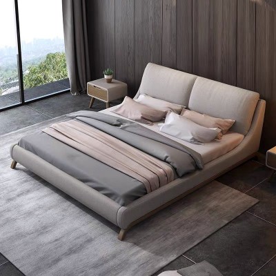 寝龙布艺床主卧双人床现代简约北欧婚床1.8米1.5软包小户型可拆洗