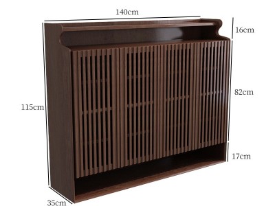 现代实木栅栏门鞋柜门口家用入户玄关柜门厅隔断柜复古拉门储 物柜图5