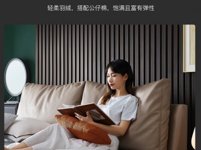 现代皮床1.8米简约主卧北欧双人储物轻奢榻榻米床软包棉麻床婚床图2