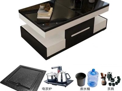 智能岩板茶几多功能自动升降火烧石现代简约创意带茶盘一体小茶桌图5