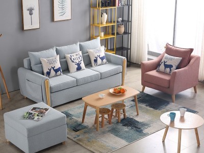 厂家供应 830款布艺沙发 多功能组合沙发北欧布艺实木框架沙发