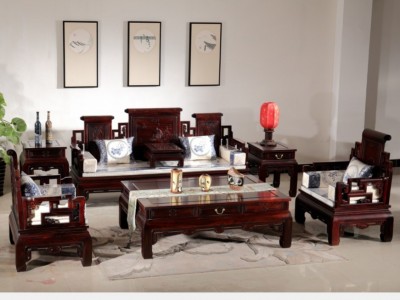 国标红木,印尼黑酸枝,阔叶黄檀家具,卷书沙发,床,圆台,餐桌,电视柜，小麒麟沙发