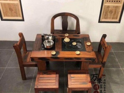 老船木家具古船木茶桌椅子组合旧船木茶台茶几茶桌厂家直销
