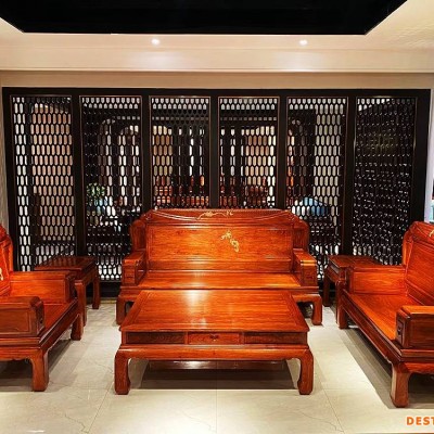 红木沙发款式图片刺猬紫檀沙发123六件组合花梨木客厅家具