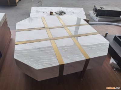 百顺石材简约白色茶几可定制图1