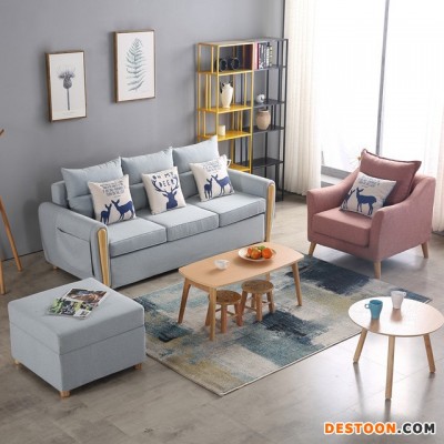 厂家供应 830款布艺沙发 多功能组合沙发北欧布艺实木框架 沙发