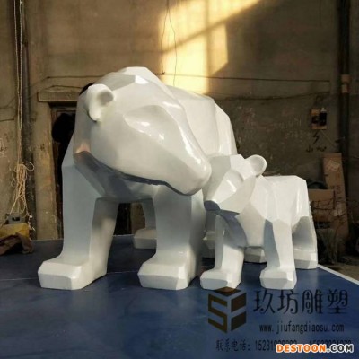 创意北极熊雕塑几何动物摆件客厅电视柜酒柜玄关柜装饰摆设