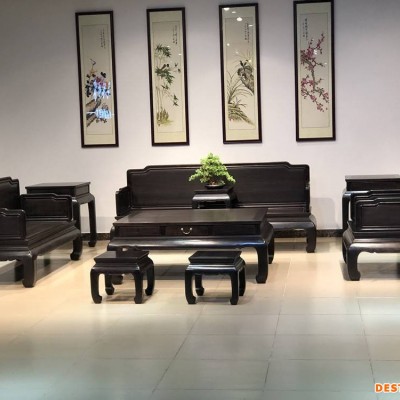 红木沙发古典的款式图片 素面罗汉床沙发9件/13件套 紫光檀