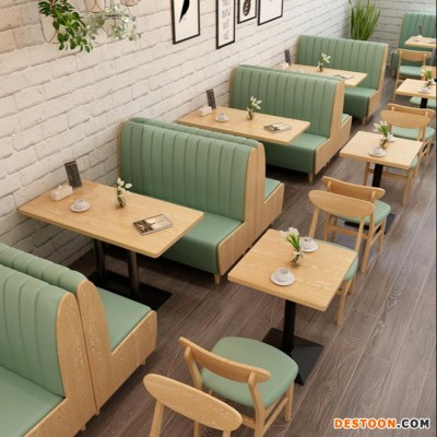 西餐厅餐饮家具 靠墙卡座沙发 面馆奶茶店沙发桌椅 板式休闲餐桌椅