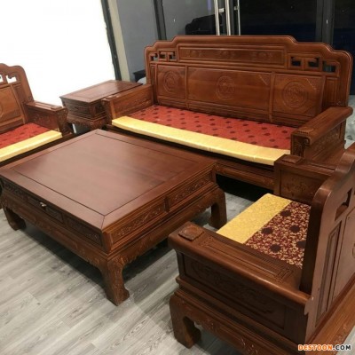 红木家具  实木花格木沙发  沙发国色天香沙发  中式组木沙发中式