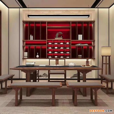 茶桌阳台新中式功夫茶台原木实木大板现代简约茶几禅意茶桌椅组合