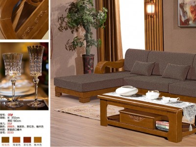 实木沙发 客厅组合榆木木架沙发 现代中式 可拆洗布艺沙发
