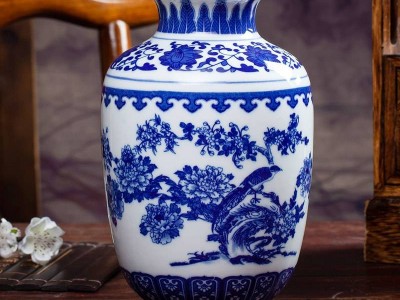 青花童子小花瓶 青花瓷花瓶 仿古小花器 电视柜酒柜摆件 景德镇手工陶瓷器花瓶图1